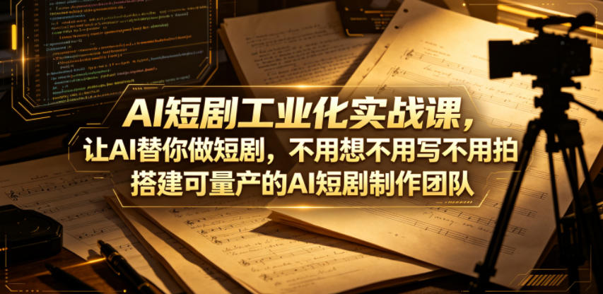 AI短剧工业化实战课,让AI替你做短剧,不用想不用写不用拍,搭建可量产的AI短剧制作团队-三月轻创