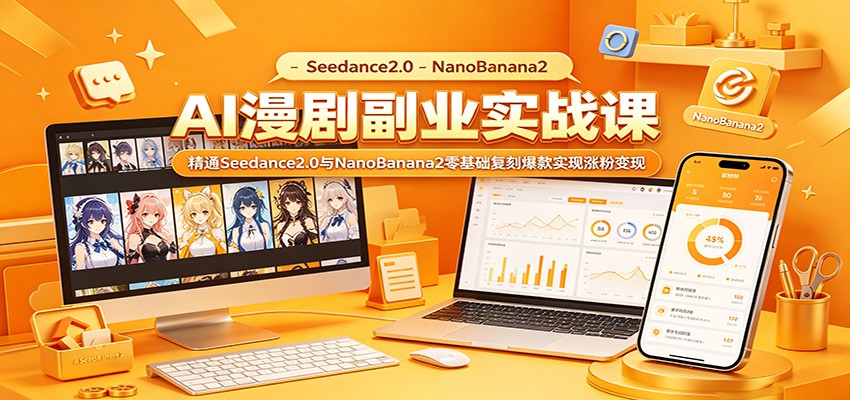 AI漫剧副业实战课：精通Seedance2.0与NanoBanana2零基础复刻爆款实现涨粉变现-三月轻创