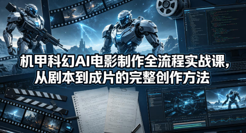 机甲科幻AI电影制作全流程实战课，从剧本到成片的完整创作方法-三月轻创