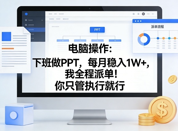 电脑操作:下班做PPT,每月稳入1W+,我全程派单!你只管执行就行【揭秘】-三月轻创
