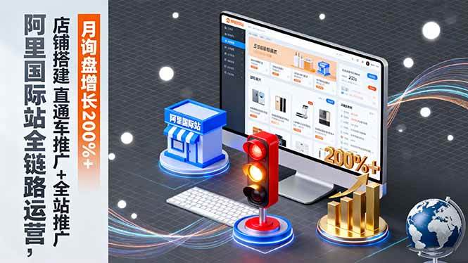 （16311期）阿里国际站全链路运营，店铺搭建+直通车推广+全站推广，月询盘增长200%+-三月轻创