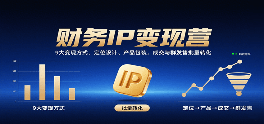 财务IP变现营：9大变现方式、定位设计、产品包装，成交与群发售批量转化-三月轻创