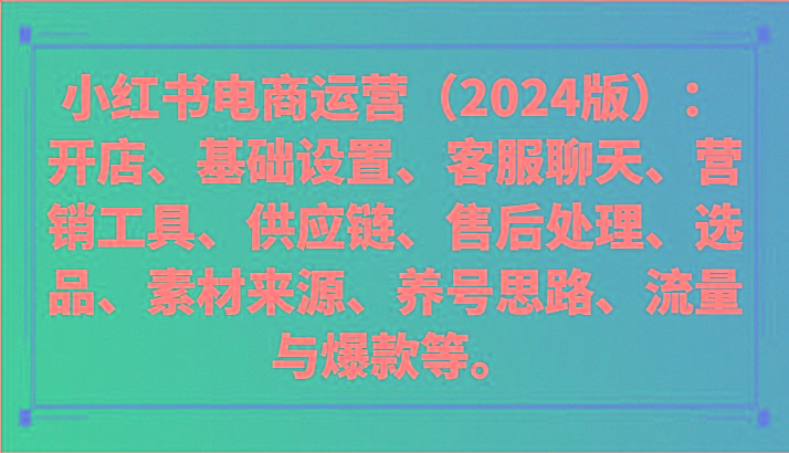 小红书电商运营(2024版)：开店、设置、供应链、选品、素材、养号、流量与爆款等-三月轻创