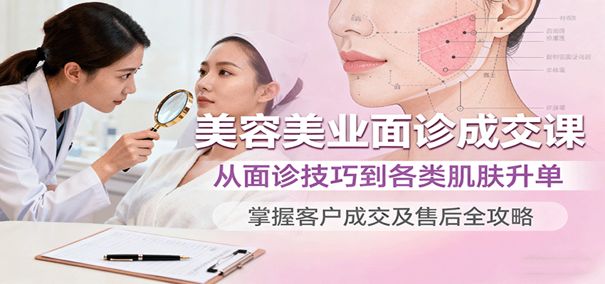 美容美业面诊成交课，从面诊技巧到各类肌肤升单，掌握客户成交及售后全攻略-三月轻创