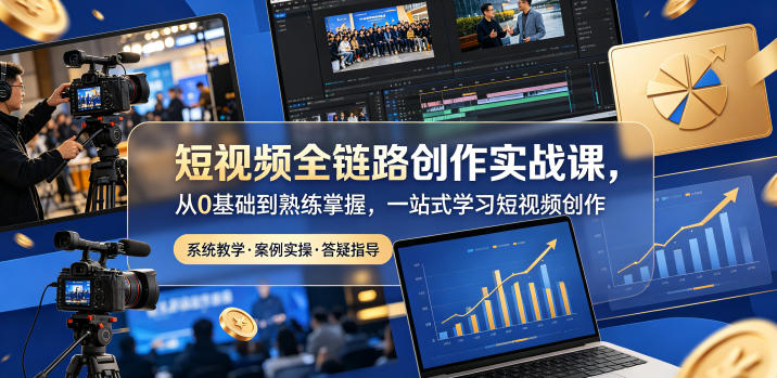 短视频全链路创作实战课,从0基础到熟练掌握,一站式学习短视频创作-三月轻创
