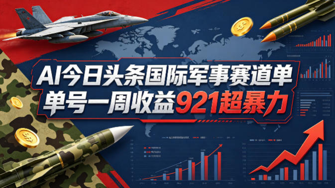 AI今日头条国际军事赛道，单号一周收益921，超暴力-三月轻创