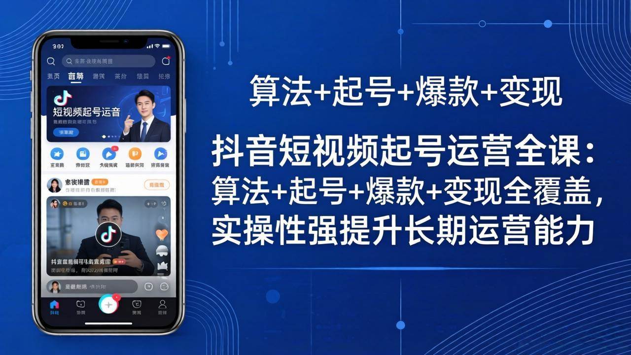 （18071期）抖音短视频起号运营全课：算法+起号+爆款+变现全覆盖，实操性强提升长期运营能力-三月轻创