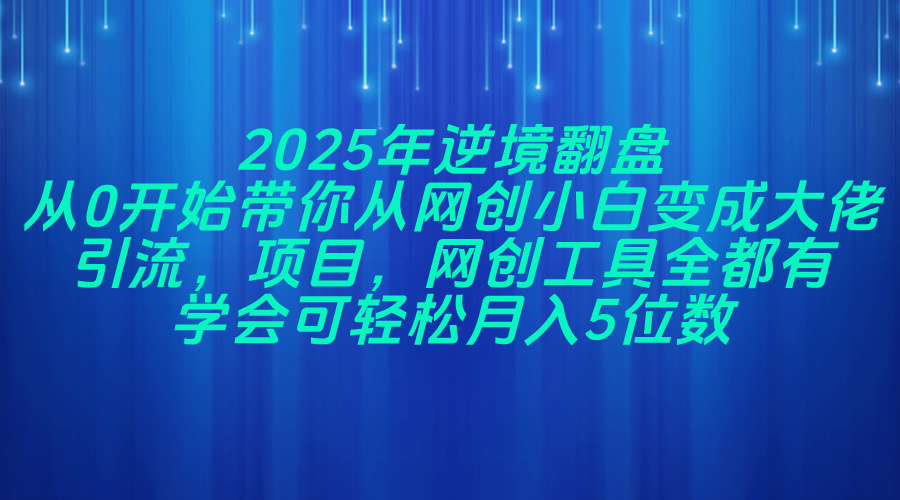 2025年逆境翻盘，从0开始带你从网创小白变成大佬，引流，项目，网创工…-三月轻创