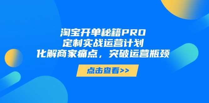 淘宝开单秘籍PRO，定制实战运营计划，化解商家痛点，突破运营瓶颈-三月轻创