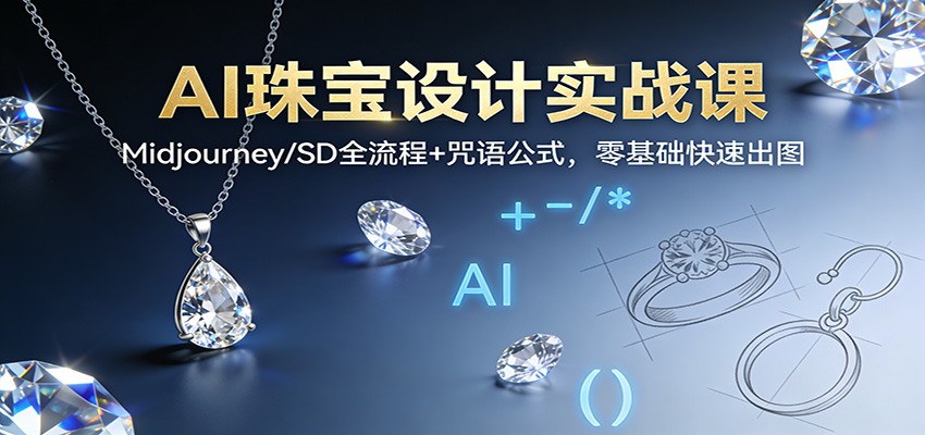 AI珠宝设计实战课：Midjourney/SD全流程+咒语公式，零基础快速出图-三月轻创