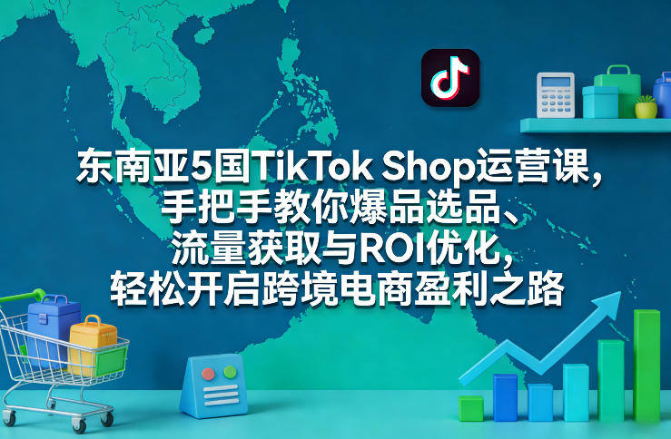 东南亚5国TikTok Shop运营课，手把手教你爆品选品、流量获取与ROI优化，轻松开启跨境电商盈利之路-三月轻创