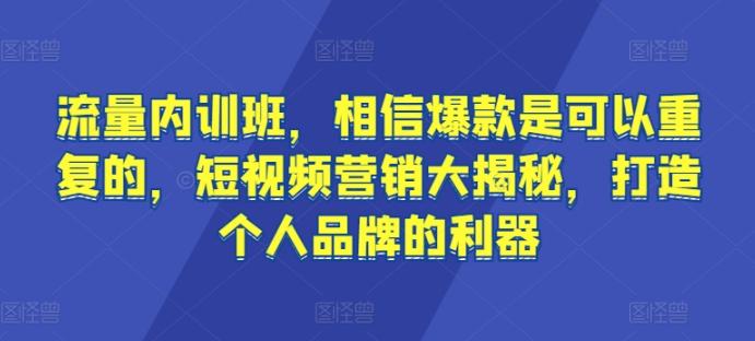 流量内训班，相信爆款是可以重复的，短视频营销大揭秘，打造个人品牌的利器-三月轻创
