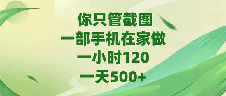 （15039期）你只管截图，一部手机在家做，一小时120，-天500+-三月轻创