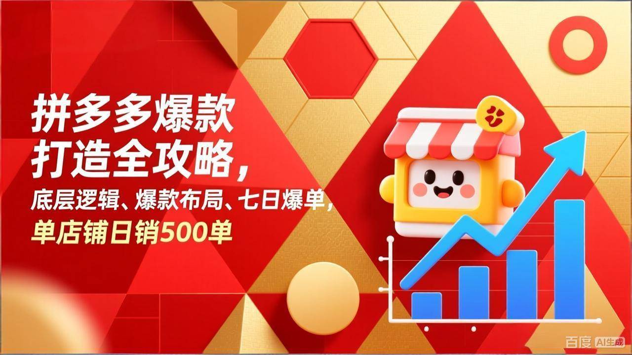 （17346期）拼多多爆款打造全攻略，底层逻辑、爆款布局、七日爆单，单店铺日销500单-三月轻创