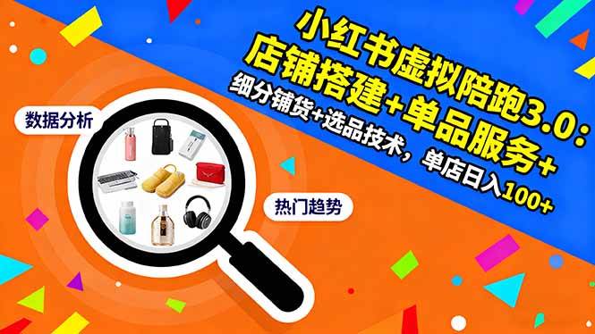 （16451期）小红书虚拟陪跑3.0：店铺搭建+单品服务+细分铺货+选品技术，单店日入100+-三月轻创