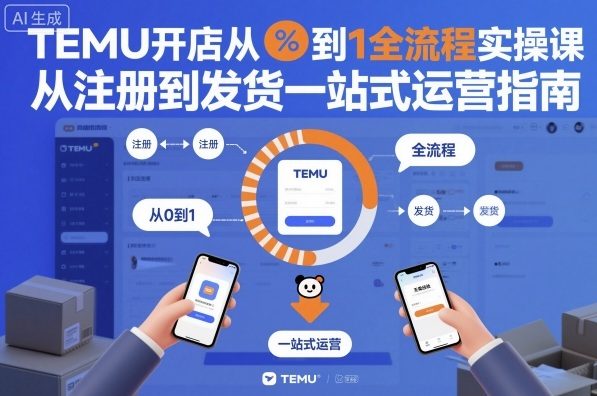 TEMU开店从0到1全流程实操课，从注册到发货一站式运营指南-三月轻创
