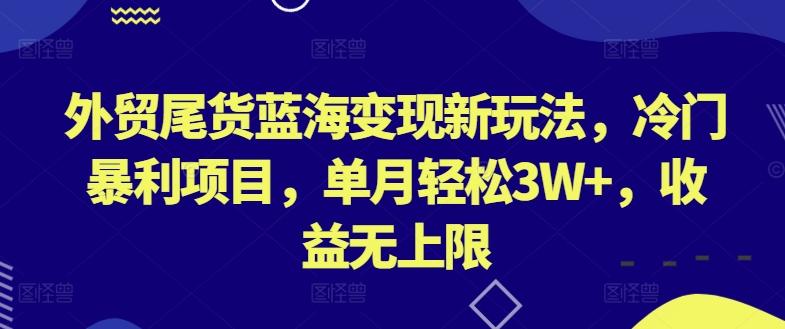 外贸尾货蓝海变现新玩法，冷门暴利项目，单月轻松3W+，收益无上限【揭秘】-三月轻创