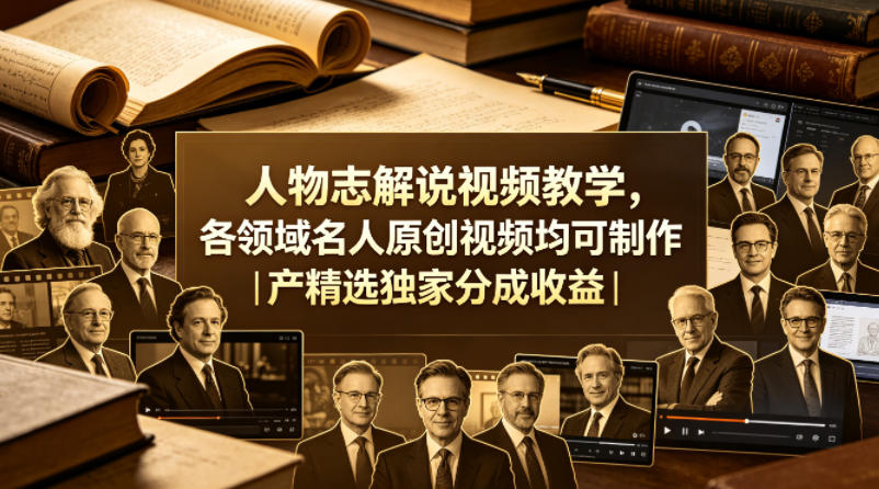 人物志解说视频教学，各领域名人原创视频均可制作丨精选独家分成收益-三月轻创