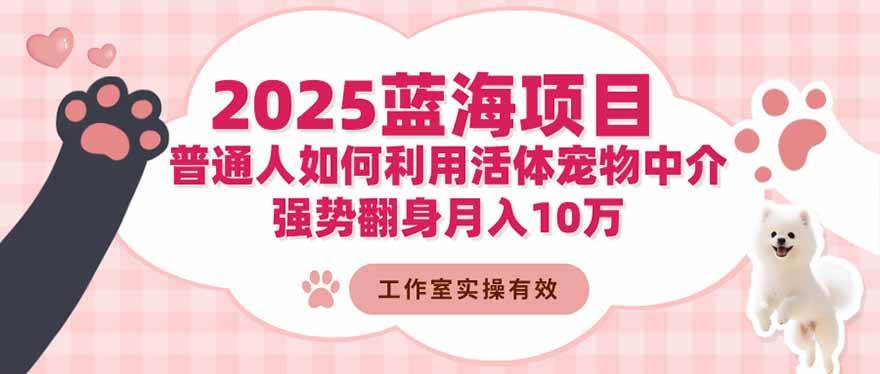 （16489期）2025蓝海项目：普通人如何利用活体宠物中介，强势翻身月入10万-三月轻创