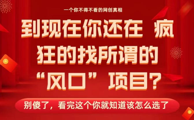 马上26年了，你还在找所谓的风口项目？别傻了，看完这个你全都懂了！【揭秘】-三月轻创
