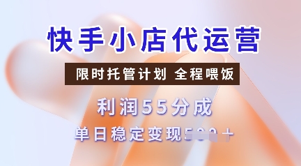 快手小店代运营，限时托管计划，收益55分，单日稳定变现多张【揭秘】-三月轻创