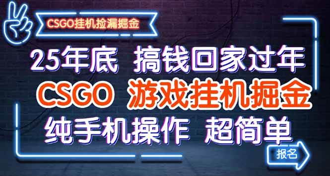 （16343期）25年底搞钱回家过年，CSGO游戏挂机掘金，纯手机操作超简单-三月轻创