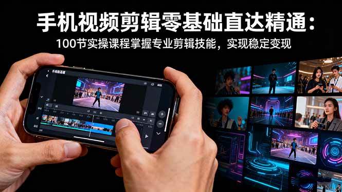 （16466期）手机视频剪辑零基础直达精通：100节实操课程掌握专业剪辑技能，实现稳…-三月轻创