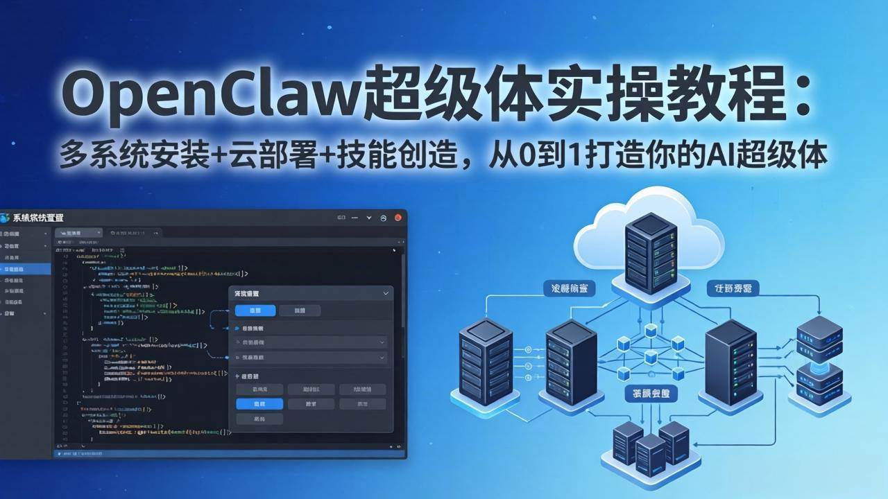 （17603期）OpenClaw-小龙虾 超级体实操教程：多系统安装+云部署+技能创造，从0到1打造你的AI超级体-三月轻创