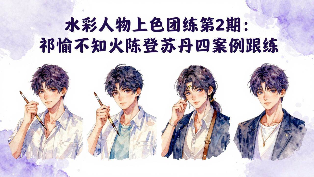 （17954期）水彩人物上色团练第2期：祁煜不知火陈登苏丹四案例跟练，手把手提升绘画能力-三月轻创