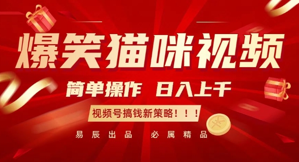 爆笑猫咪视频：简单操作，日入过K，视频号搞钱新策略【揭秘】-三月轻创