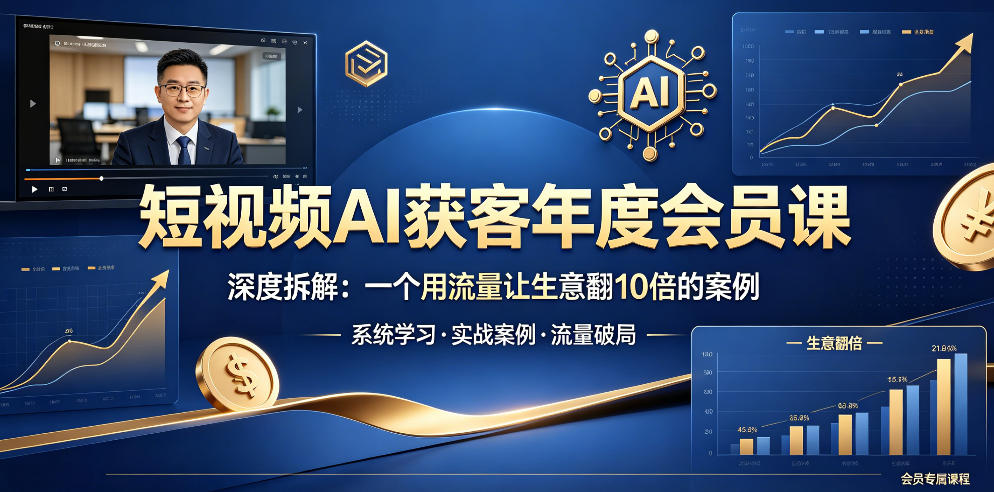 短视频AI获客年度会员课，深度拆解，一个用流量让生意翻10倍的案例-三月轻创