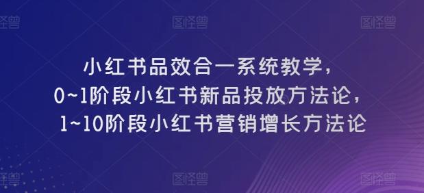 小红书品效合一系统教学，​0~1阶段小红书新品投放方法论，​1~10阶段小红书营销增长方法论-三月轻创