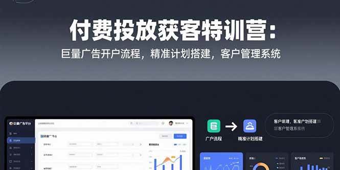 （15426期）付费投放获客特训营：巨量广告开户流程，精准计划搭建，客户管理系统-三月轻创