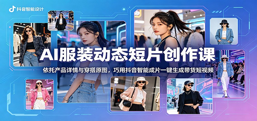 AI服装动态短片创作课:依托产品详情与穿搭原图,巧用抖音智能成片一键生成带货短视频-三月轻创