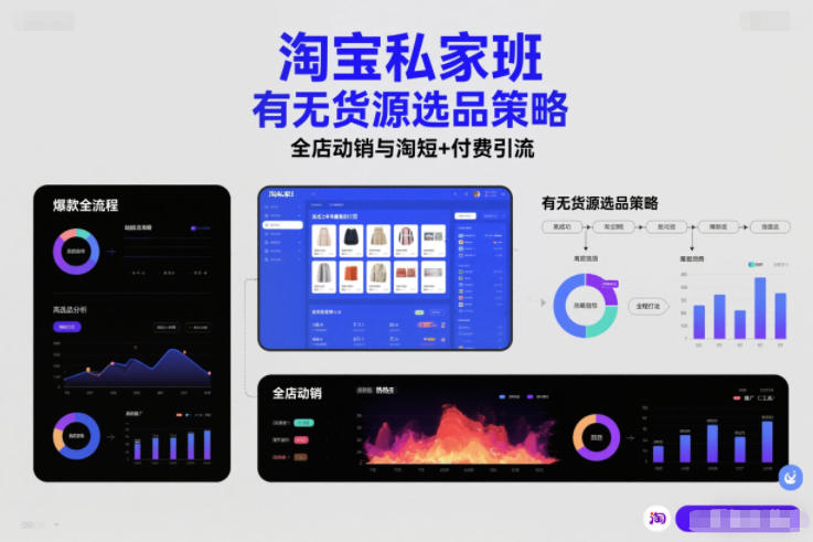 淘宝私家班，有无货源选品策略，高成功率爆款全流程打法，全店动销与淘短+付费引流（更新2026年4月18日）-三月轻创