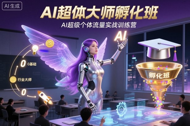 AI超体大师孵化班，AI超级个体流量实战训练营-三月轻创