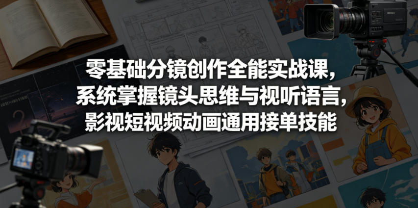 零基础分镜创作全能实战课,系统掌握镜头思维与视听语言,影视短视频动画通用接单技能-三月轻创