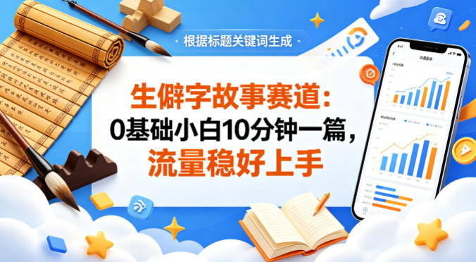 公众号流量主——生僻字故事赛道，流量稳，好上手，0基础小白也能10分钟一篇-三月轻创