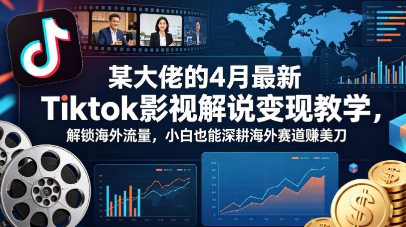 某大佬的4月最新Tiktok影视解说变现教学，解锁海外流量，小白也能深耕海外赛道賺美刀-三月轻创
