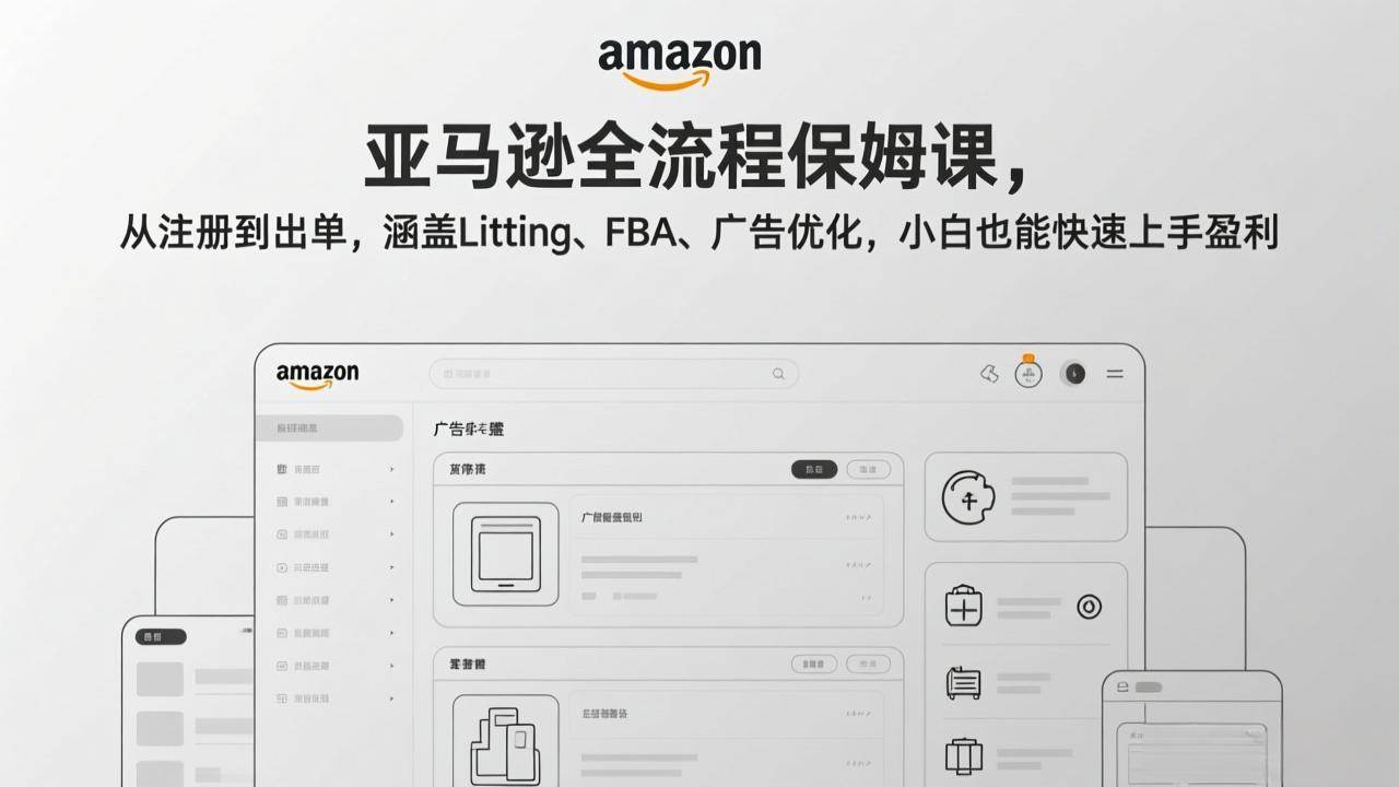 （17293期）亚马逊全流程保姆课，从注册到出单，涵盖Listing、FBA、广告优化，小白也能快速上手盈利-三月轻创