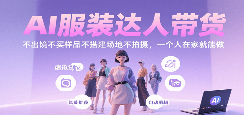 AI服装达人带货，不出镜不买样品不搭建场地不拍摄，一个人在家就能做-三月轻创