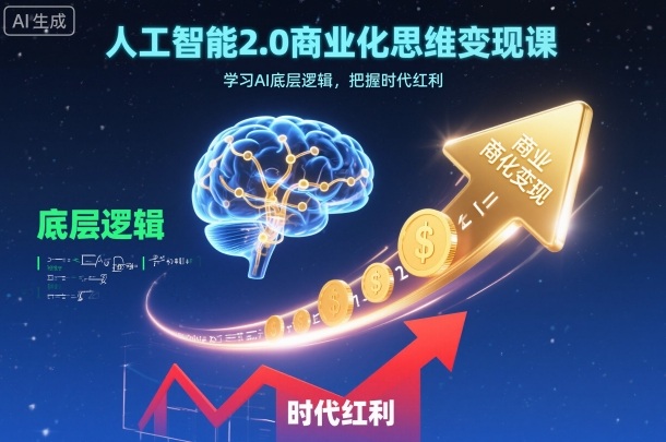 人工智能2.0商业化思维变现课，学习AI底层逻辑，把握时代红利-三月轻创