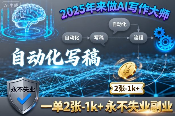 2025年来做AI写作大师，自动化写稿，一单2张-1k+，永不失业副业-三月轻创