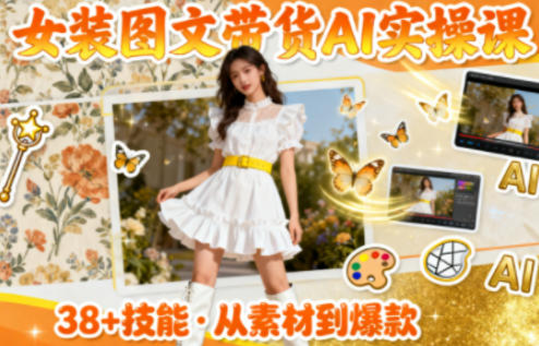 女装图文带货的AI实操课，覆盖38个实用技能，快速提升素材制作效率-三月轻创