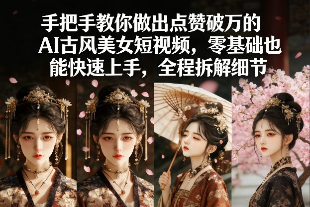 手把手教你做出点赞破万的AI古风美女短视频，零基础也能快速上手，全程拆解细节-三月轻创