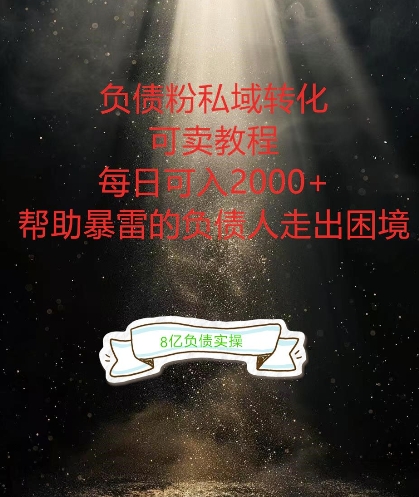 负债粉掘金计划，帮助负债者解决问题，债务规划，债务重组，最好的变现方式【揭秘】-三月轻创