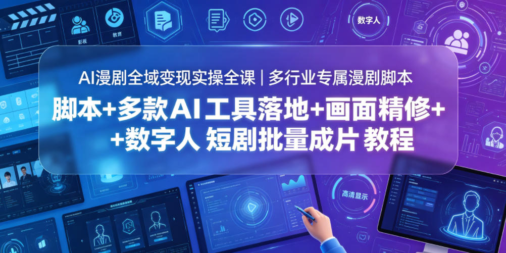 AI漫剧全域变现实操全课｜多行业专属漫剧脚本+多款AI工具落地+画面精修+数字人短剧批量成片全教程-三月轻创