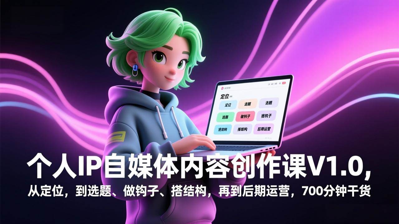 （17331期）个人IP自媒体内容创作课V1.0，从定位，到选题、做钩子、搭结构，再到后期运营，700分钟干货-三月轻创