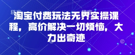 淘宝付费玩法无界实操课程，高价解决一切烦恼，大力出奇迹-三月轻创