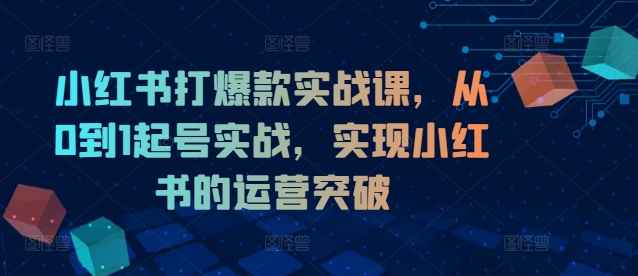 小红书打爆款实战课，从0到1起号实战，实现小红书的运营突破-三月轻创
